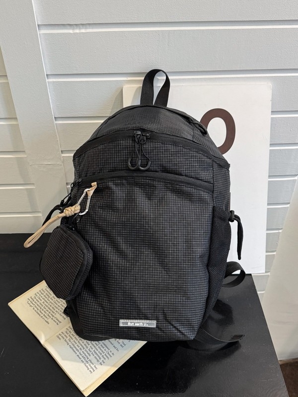Mala meka konusna torba, korejskog stila, mrežasti uzorak, vodootporna, Oxford platno, kapacitet ispod 20 L, zakrivljeni naramenice, unisex ruksak