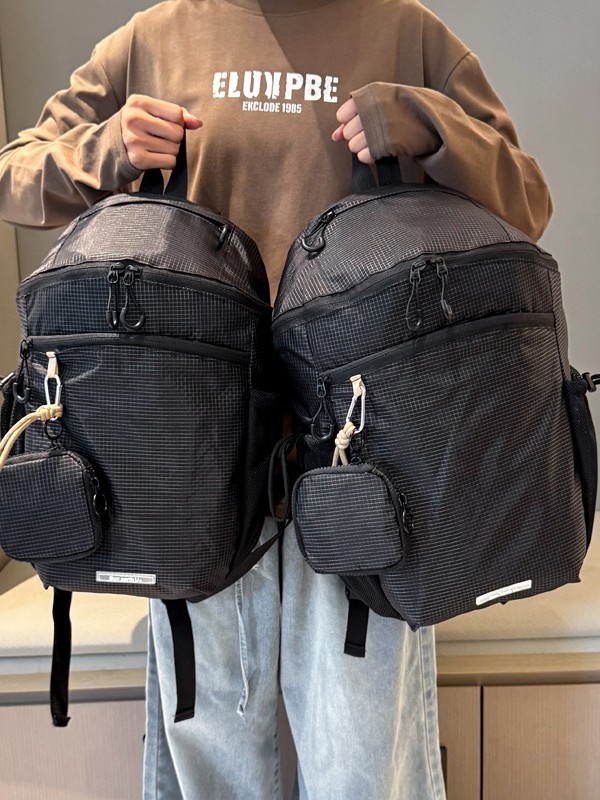 Mala meka konusna torba, korejskog stila, mrežasti uzorak, vodootporna, Oxford platno, kapacitet ispod 20 L, zakrivljeni naramenice, unisex ruksak