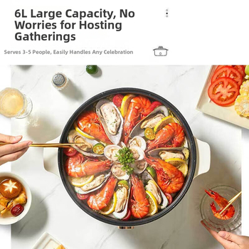 Električni hot pot – posuda od lijevanog željeza, funkcija prženja, 1000–1200 W, unutarnja posuda od legure, funkcija protiv isušivanja