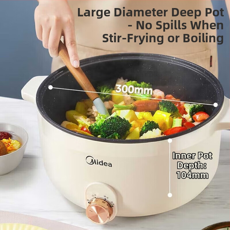 Električni hot pot – posuda od lijevanog željeza, funkcija prženja, 1000–1200 W, unutarnja posuda od legure, funkcija protiv isušivanja