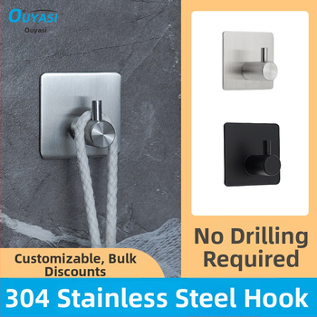 Стенно монтиран държач за кърпи от неръждаема стомана с единична кука – модерен аксесоар за баня, 15 кг максимално натоварване