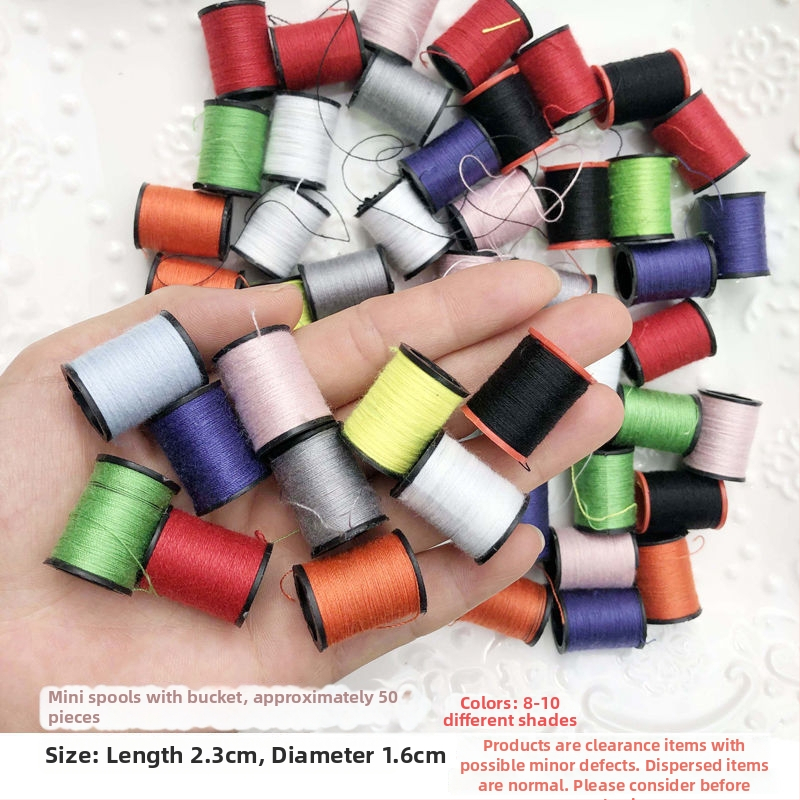 Šijacie niť na ručné šitie – mini domáce použitie, malá rolka, 200 kusov