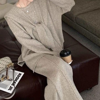 Ženski modni set u stilu Chanel za jesen/zimu, elegantan izgled društvene dame inspiriran korejskim dramom, trodijelni komplet sa širokim hlačama