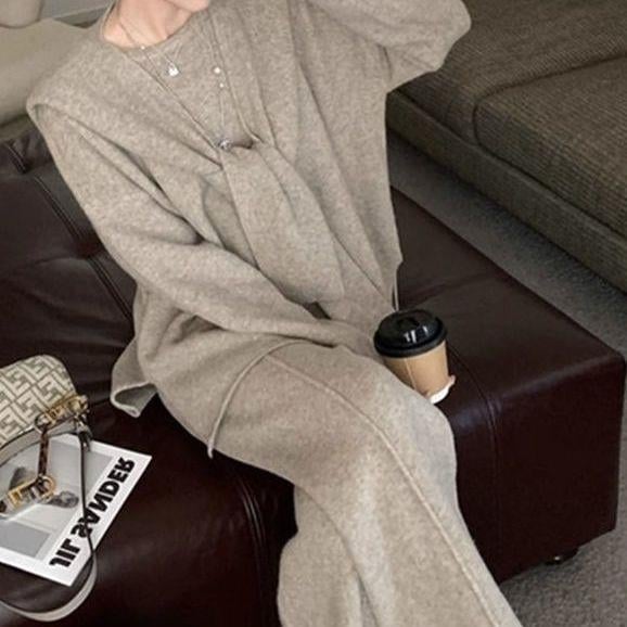 Ženski modni set u stilu Chanel za jesen/zimu, elegantan izgled društvene dame inspiriran korejskim dramom, trodijelni komplet sa širokim hlačama