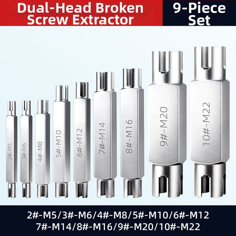 Sada vyťahovačov závitov, dvojstranná, ručný nástroj na odstránenie zlomených závitov – Dain Tool