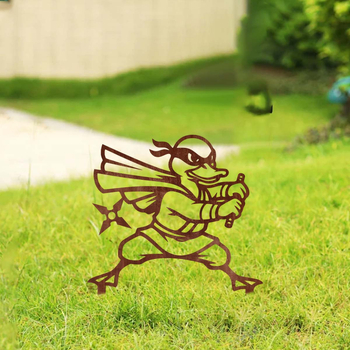 Ornament metal în formă de animal pentru grădină, cu țăruș de montaj în aer liber, artă din fier, fabricat mecanic
