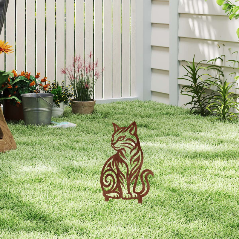 Ornament metal în formă de animal pentru grădină, cu țăruș de montaj în aer liber, artă din fier, fabricat mecanic