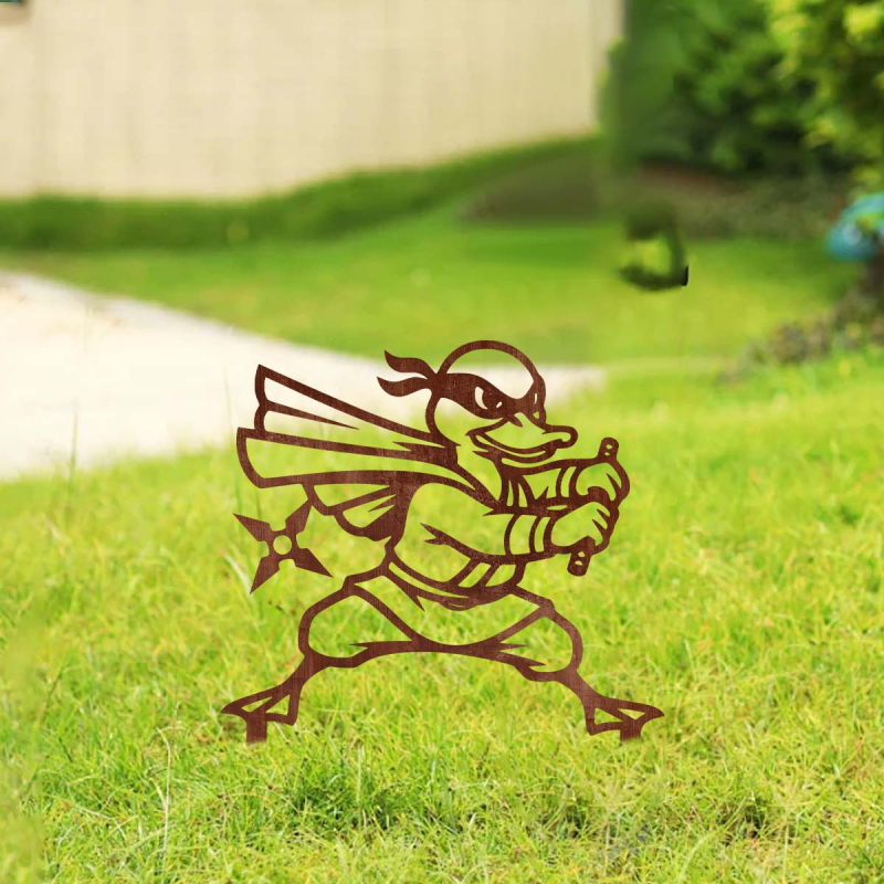 Ornament metal în formă de animal pentru grădină, cu țăruș de montaj în aer liber, artă din fier, fabricat mecanic