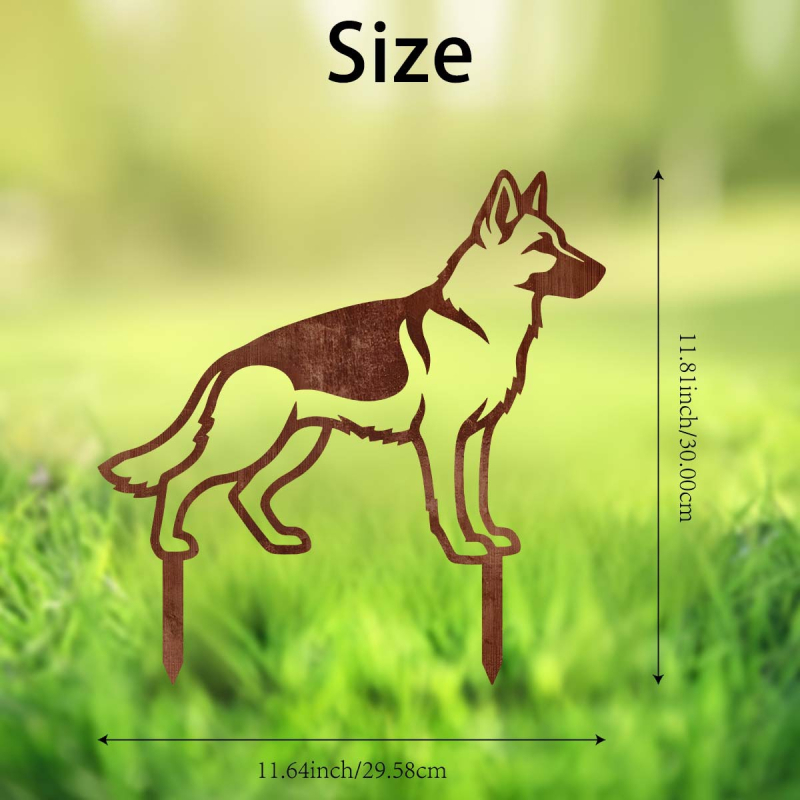 Ornament metal în formă de animal pentru grădină, cu țăruș de montaj în aer liber, artă din fier, fabricat mecanic