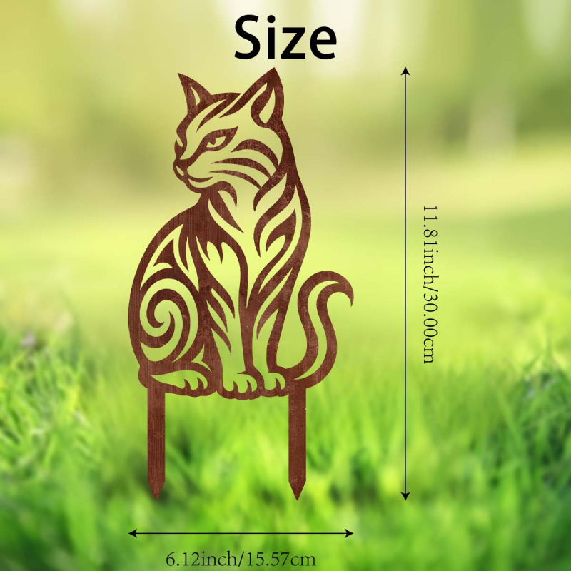 Ornament metal în formă de animal pentru grădină, cu țăruș de montaj în aer liber, artă din fier, fabricat mecanic