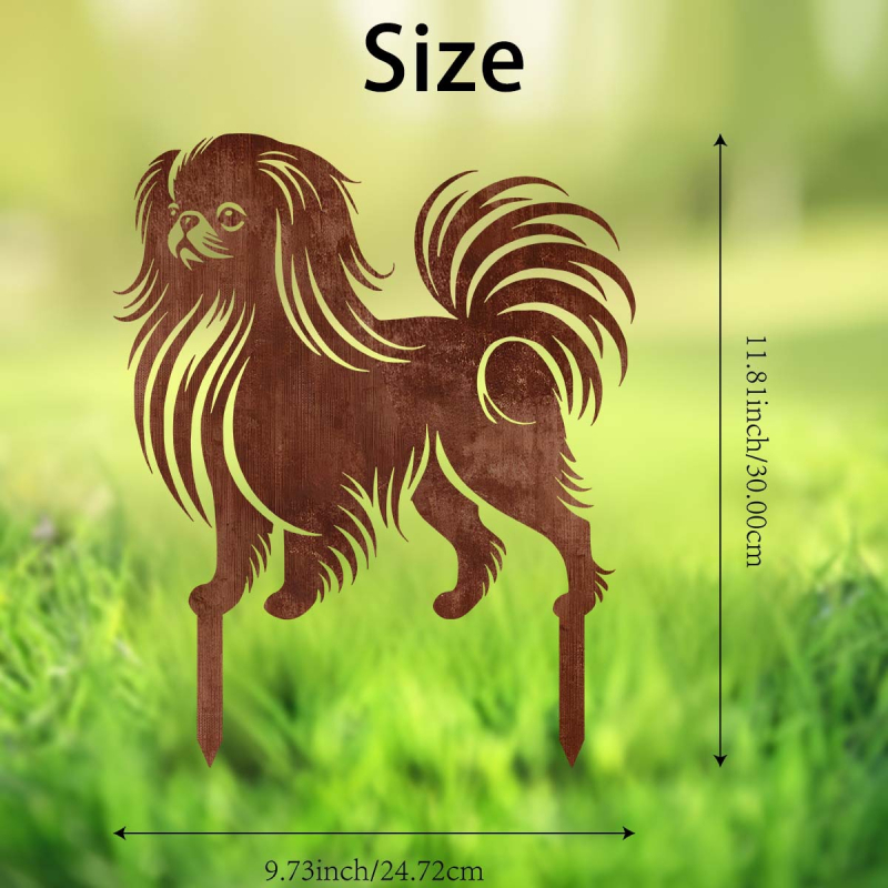 Ornament metal în formă de animal pentru grădină, cu țăruș de montaj în aer liber, artă din fier, fabricat mecanic