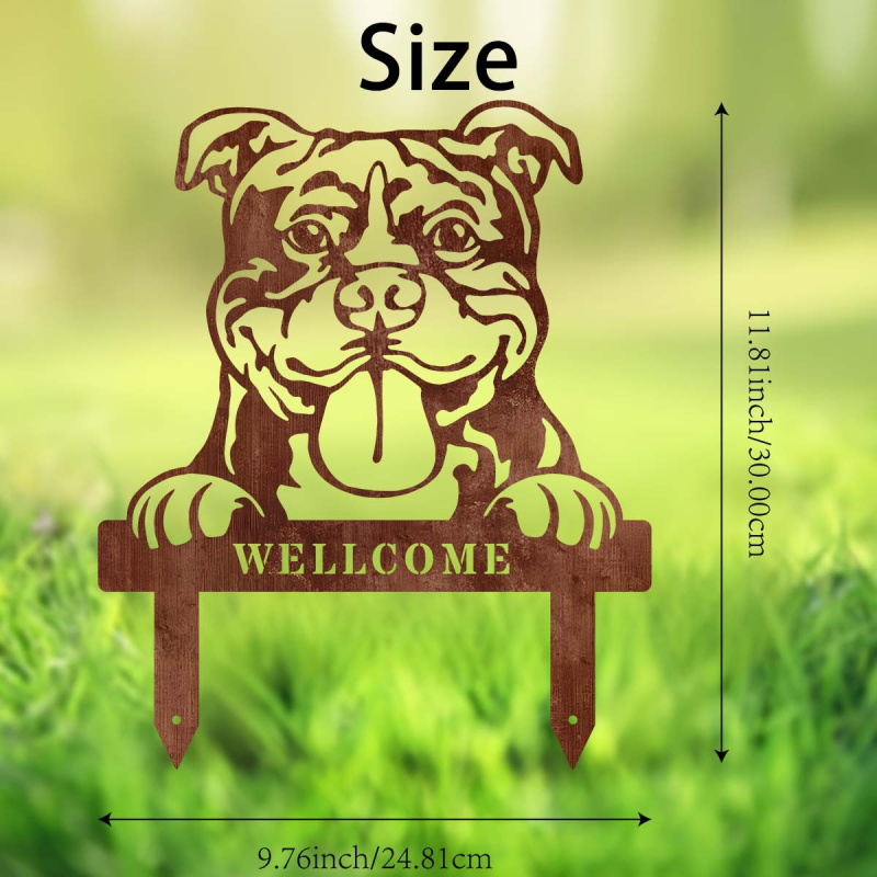 Ornament metal în formă de animal pentru grădină, cu țăruș de montaj în aer liber, artă din fier, fabricat mecanic