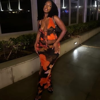 Dva dijela: top bez rukava i suknja s vezicama, 3D otisak, Milk Silk tkanina, poliester-elastin smjesa, proljeće 2024