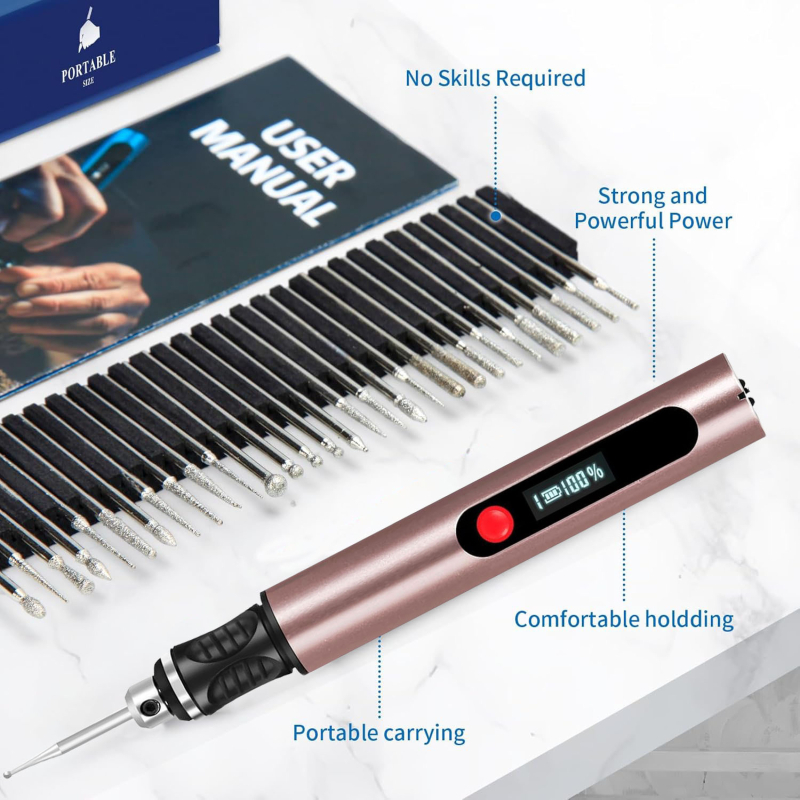 Újratölthető gravíró toll lítium akkumulátorral – körömdíszítésre és jádefaragásra, elektromos polírozó, DC 10-30V