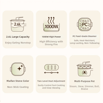 Supor H2020FK842A Elektrická hrniec na varenie, objem 2.1–4 L, dizajn s jedným celkom pre jednoduché čistenie, tlačidkové ovládanie