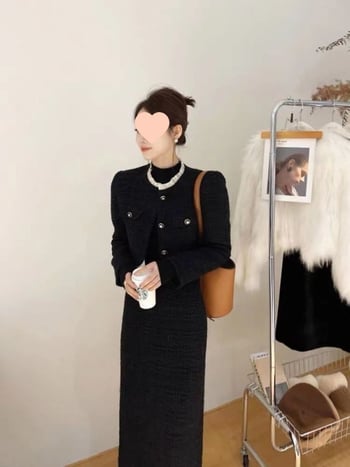Nova jesensko-zimska dvodijelna kombinacija: mini suknja i top, elegantan ženski stil s korejskim prizvukom