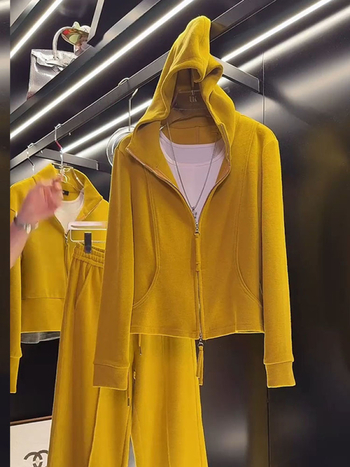 Ženski dvodijelni set s kapuljačom i širokim hlačama, casual stil jeseni 2025 (tridimenzijski rez; japansko-korejski ležerni stil)