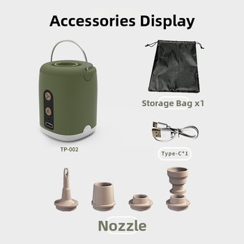 Портативна електрическа помпа за въздух с LED осветление и литиева батерия 1600 mAh, безжична, тегло 107 g, налягане 4,5 kPa