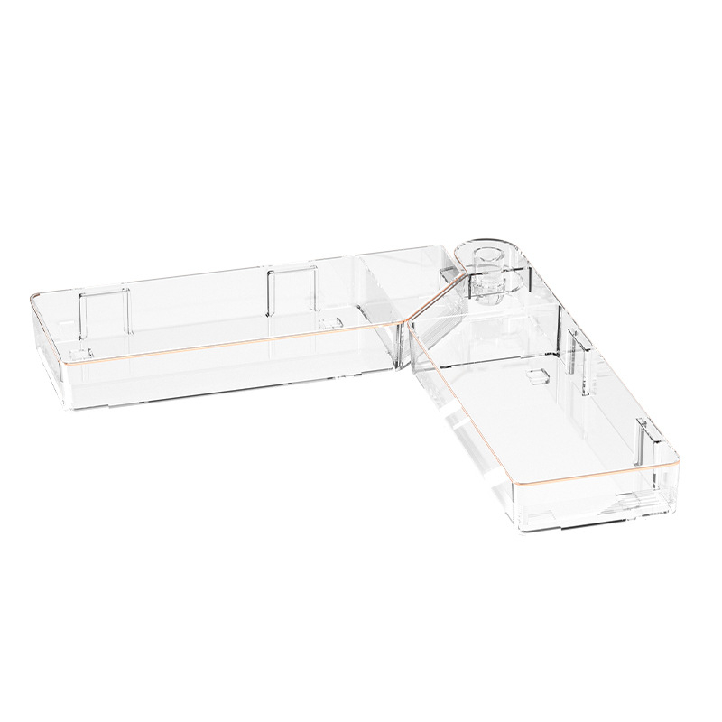 Kutni zidni kozmetički spremnik za kupaonu, svijetlo-luksuzni stil, model HN-storage rack, materijal plastika, nosivost 10 kg, 1 etaža