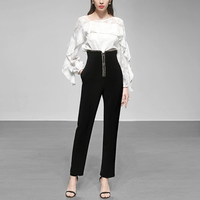 Ženski dvodijelni set s floralnim uzorkom od poliestera, casual kostim, jesen 2021