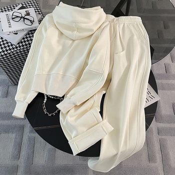 Salt Style ženski casual sportski set plave boje s kapuljačom i širokim hlačama, dva dijela za jesen/zimu
