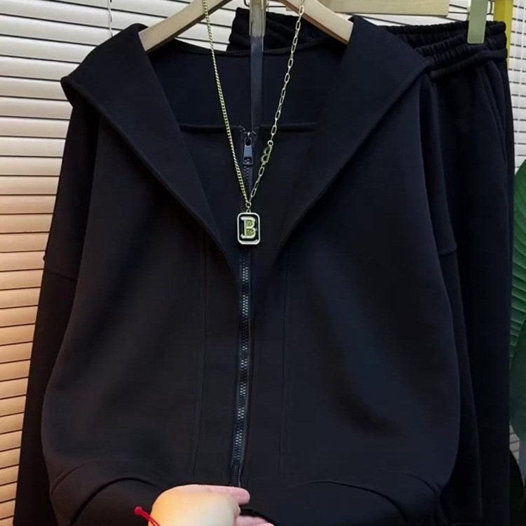 Ženski dvodijelni set: hoodie sa zipom i široke hlače, jesen 2025, elegantan gradski stil