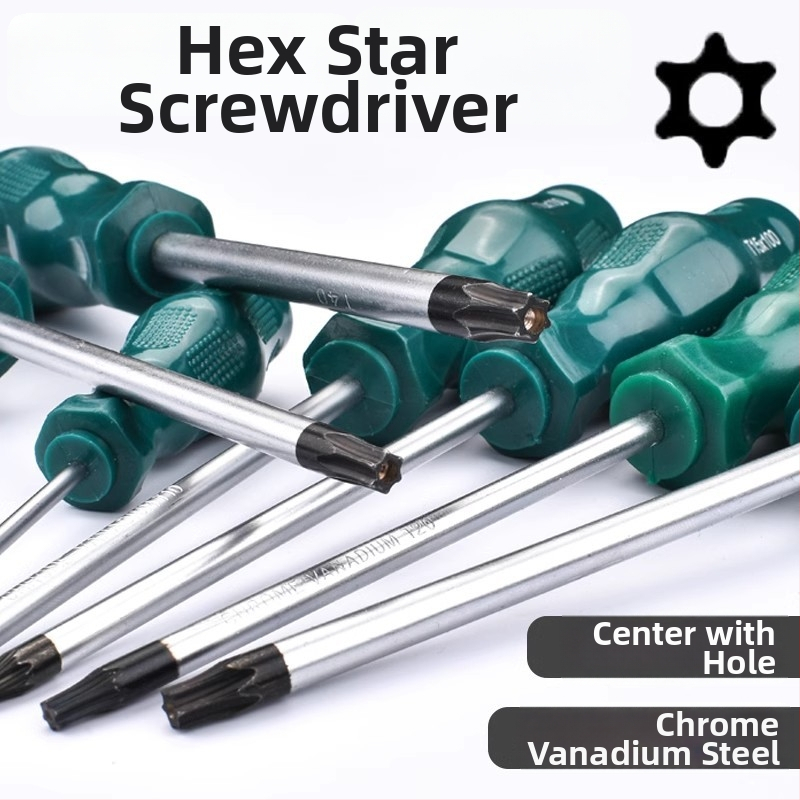 Sada Torx skrutkovačov s otvorom na zavesenie, T10–T30, chróm-vanádiová oceľ, izolované, magnetické, plastová rukoväť