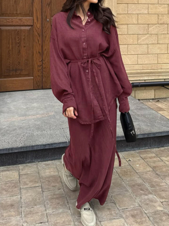 Dvodijelni set: jakna i suknja, vrh tip košulje, bez glačanja, acetatna tkanina, poliester 90–95%, najlon do 30%, japansko-korejski casual stil, zima 2025