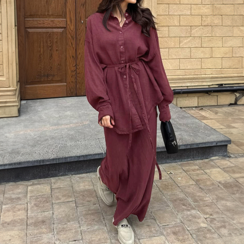 Dvodijelni set: jakna i suknja, vrh tip košulje, bez glačanja, acetatna tkanina, poliester 90–95%, najlon do 30%, japansko-korejski casual stil, zima 2025