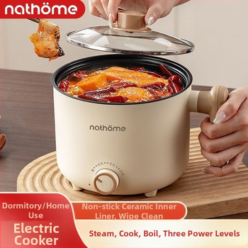 Elektrická hrniec s grilom a parou, objem 2 l, pre 2–3 osoby, keramický vnútorný hrniec, ovládanie gombom, všetko v jednom, model YL-5