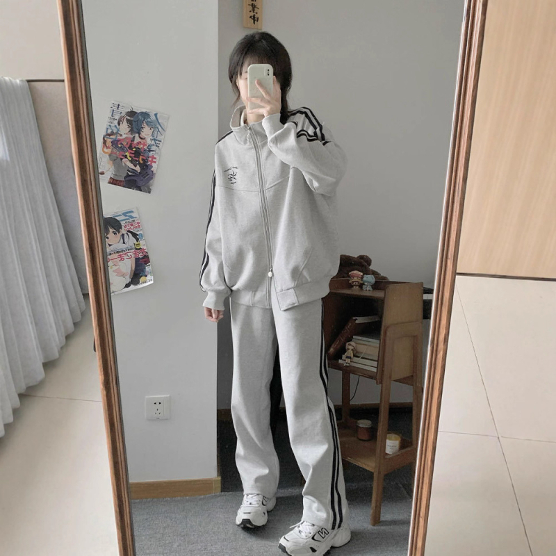 Ženski dvodijelni set hoodie i hlače za jesen-zimu, casual stil, vitka linija