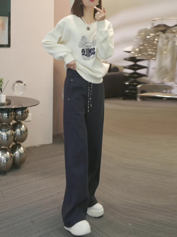 2026 Japanski retro set: džemper s kapuljačom i široke hlače – udoban dugi rukav, dvodijelni casual outfit