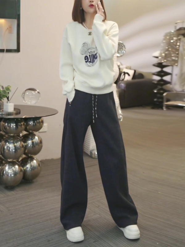 2026 Japanski retro set: džemper s kapuljačom i široke hlače – udoban dugi rukav, dvodijelni casual outfit