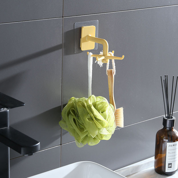 Държач за кухненски прибори със завъртащи се закачалки, стенен монтаж без пробиване, PP материал, натоварване до 10 кг