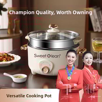 Мултифункционална електрическа тенджера за готвене на пара, алуминиева сплав съд, дъно за нагряване, 2 нива, подходяща за 2–3 души, с бързо образуване на пара
