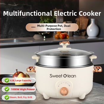 Мултифункционална електрическа тенджера за готвене на пара, алуминиева сплав съд, дъно за нагряване, 2 нива, подходяща за 2–3 души, с бързо образуване на пара