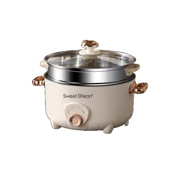 Мултифункционална електрическа тенджера за готвене на пара, алуминиева сплав съд, дъно за нагряване, 2 нива, подходяща за 2–3 души, с бързо образуване на пара