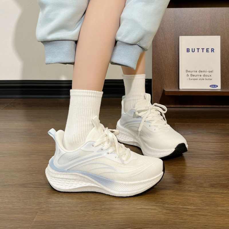 Ženske trkačke tenisice s mrežastim gornjim dijelom, PU đon, vezivanje, lagane, bez pete (0-1 cm)