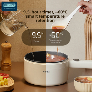 Електрическа готварска тенджера за общежитие, 2 л капацитет, за 2–3 човека, вътрешност от неръждаема стомана, микрокомпютърно управление, таймер за програмиране, всичко в едно