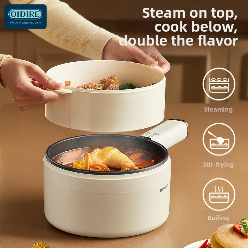 Електрическа готварска тенджера за общежитие, 2 л капацитет, за 2–3 човека, вътрешност от неръждаема стомана, микрокомпютърно управление, таймер за програмиране, всичко в едно