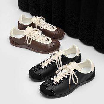 Pantofi sport unisex cu exterior din piele Super Fiber, talpă din cauciuc, închidere cu șireturi, căptușeală din plasă, potriviți pentru toate sezoanele