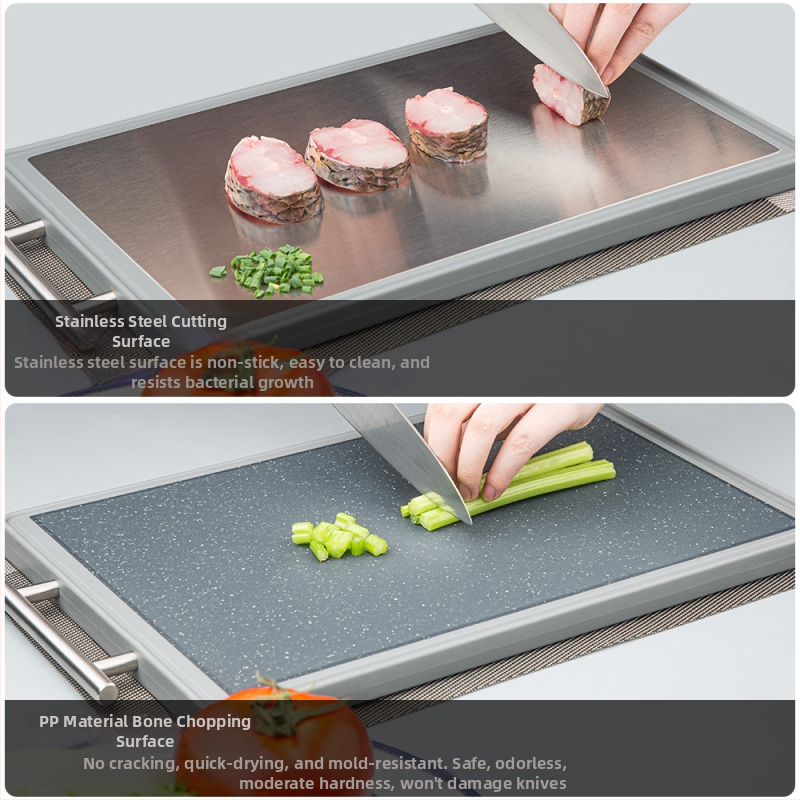 Dvostruka daska za rezanje od 304 nehrđajućeg čelika – antibakterijska, otporna na plijesan, otporna na koroziju