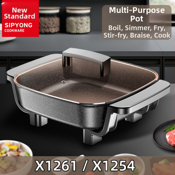 Elektrická woka a hrniec s Maifanovým kameňom, protiprilepeniu, integrovaná viacfunkčná, kórejský štýl štvorcový dizajn, 1500W, 220V