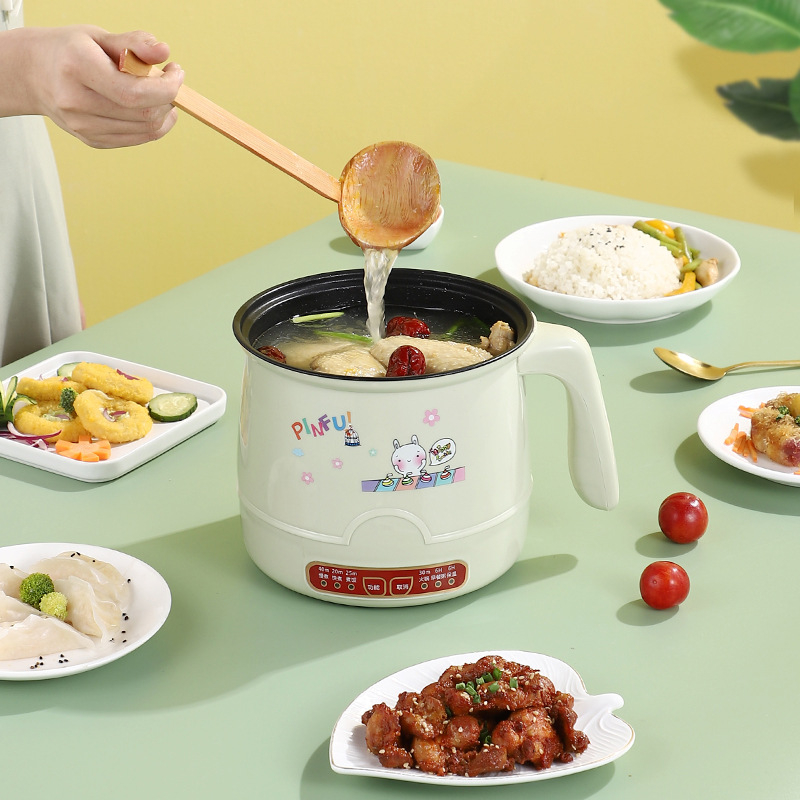 Мултифункционален електрически готварски съд с незалепващ вътрешен слой, 2 слоя, за 1 човек, микрокомпютърно управление, бърз пара