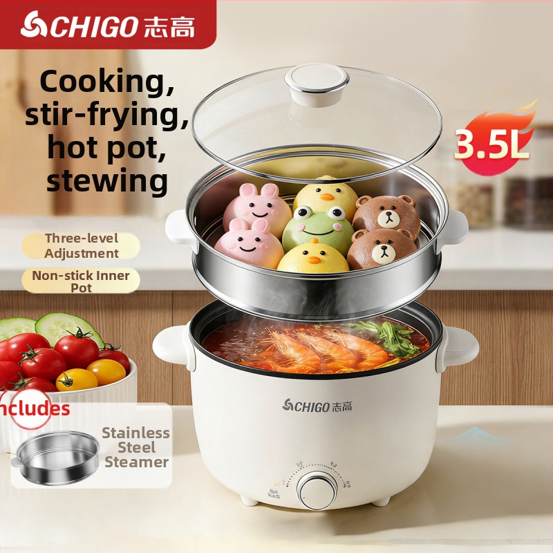 Električna posuda za dormitorij i dom — 801–1000W, kapacitet 3–4 L, para, kuhanje i prženje, upravljanje gumbom