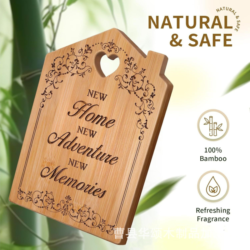 Daska za rezanje od bambusa s otvorima za vješanje, dvostruka, prijenosna, antibakterijska