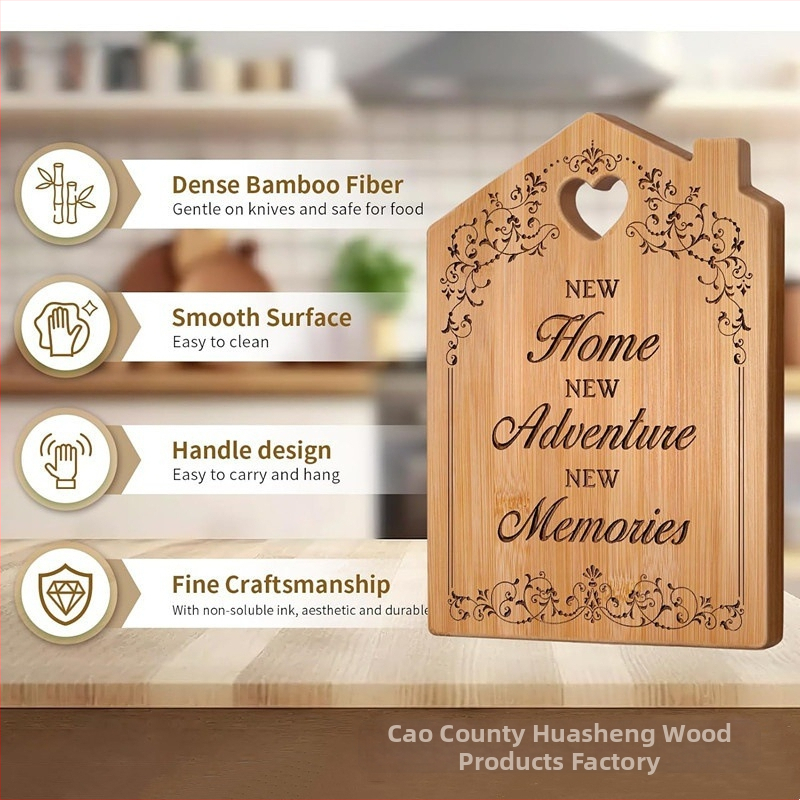 Daska za rezanje od bambusa s otvorima za vješanje, dvostruka, prijenosna, antibakterijska