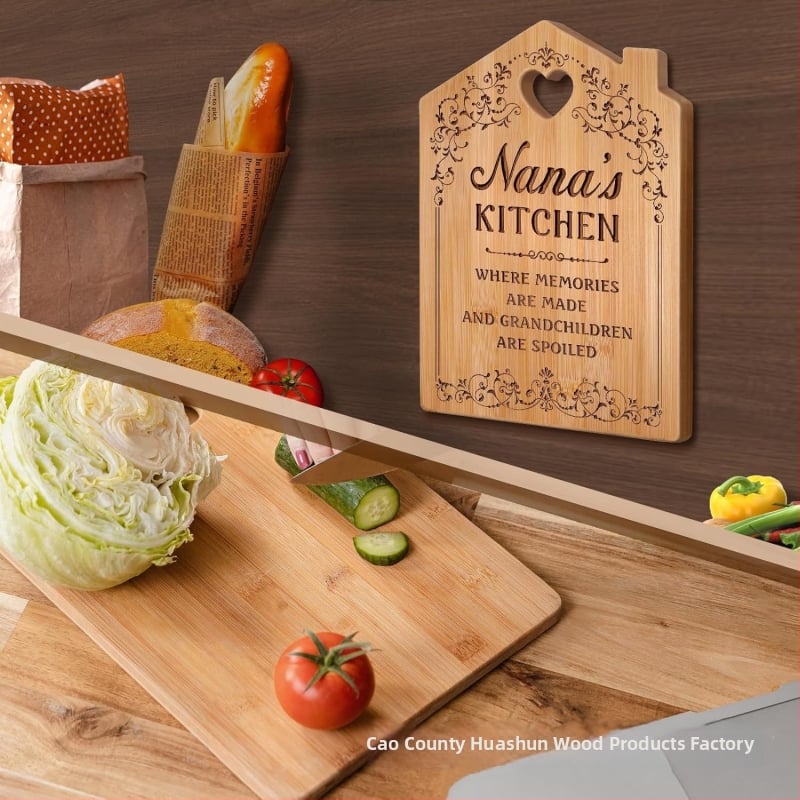 Daska za rezanje od bambusa s otvorima za vješanje, dvostruka, prijenosna, antibakterijska