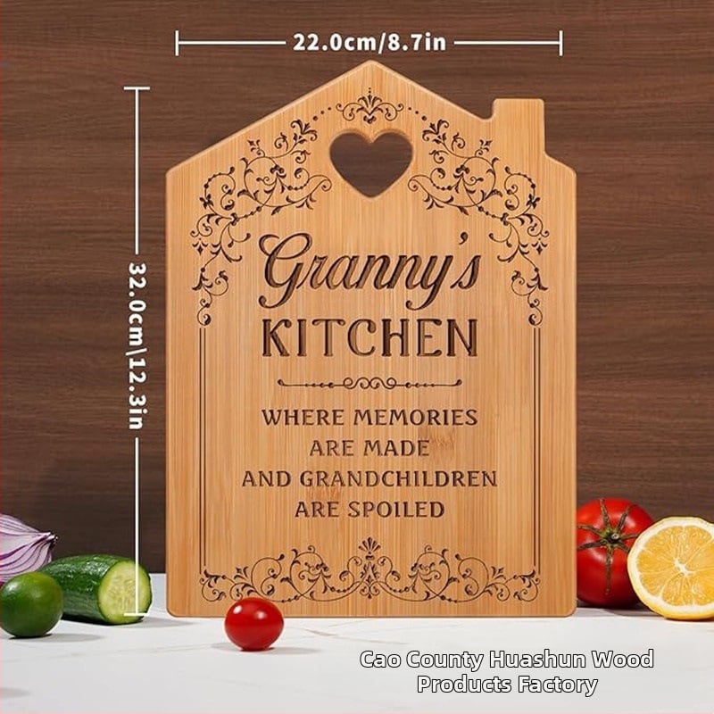 Daska za rezanje od bambusa s otvorima za vješanje, dvostruka, prijenosna, antibakterijska