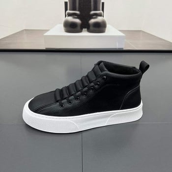 Muške tenisice visokog profila s slip-on dizajnom, korejskog stila, ljetne, otporne na habanje i proklizavanje, gornji dio PU, EVA uložak, gumena potplat, zatvaranje elastičnom trakom